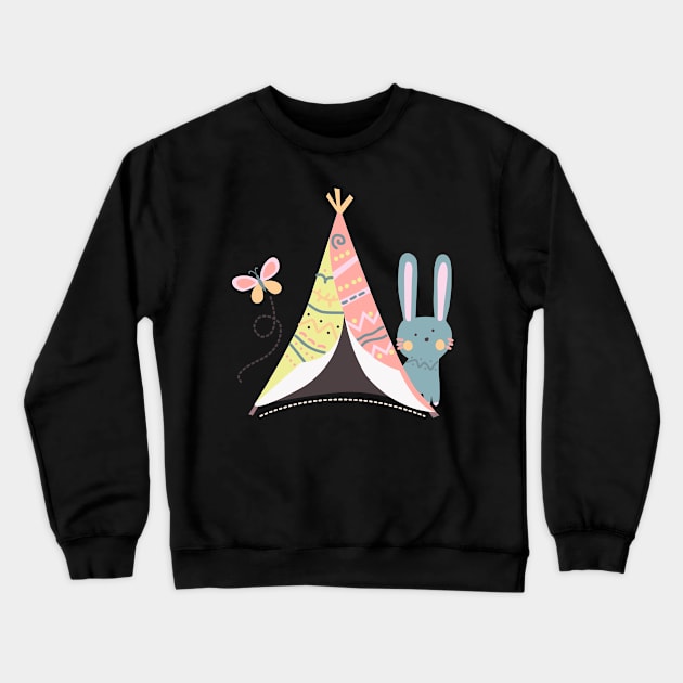 Sweet Camping Rabbit Crewneck Sweatshirt by BestsellerTeeShirts